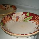 2-pc Home Trends HIBISCUS Soup Bowls  flowers embossed rim 8 1/8