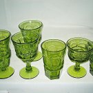 7 pc  Fostoria glass Argus Green  5 different sizes LOOK