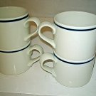 Dansk Bistro Christianshavn  4 Cups   Blue Trim Stripe Excellent