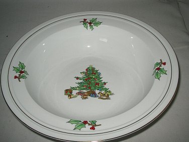 Tienshan Holiday Hostess Round Vegetable Bowl Christmas Tree 9 3/4" Excellent
