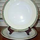 2-pc set  Villeroy Boch greek key dinner plates luxembourg 0143 green band