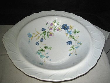 NIKKO Blue tulip Round Vegetable Handled Serving Bowl Japan RARE LOOK