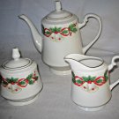 SANGO CHRISTMAS NOEL teapot sugar bowl & creamer