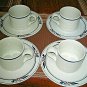 8-pc Dansk Bistro MARIBO Cup & Saucers Set Blue Red Flower Excellent