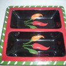 Certified International Hot Peppers Chili Peppers Square Divided Tray 10" Certified International Hot Peppers Chili Peppers Square Divided Tray 10"