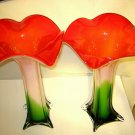 2-pc Murano Venetian Art Glass Vase Calla Lily Flower Jack in The Pulpit 14.5" H