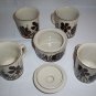 Design Four Stoneware Shadow Coffee Mugs cups Sugar Bowl & creamer 6-pc