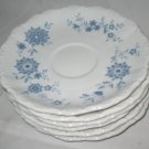 Christina Porcelain Bavarian Blue Saucer Plates x 6-pc  5 3/4"D EUC