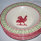 Coventry Genuine Stoneware Americana 5 Soup Bowls 9" Rooster