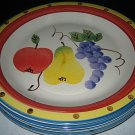 7-pc Philippe Richard FRUITA MISTA Dinner Plates Salad Plates Lot Stoneware