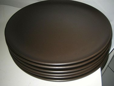 2-pc Crate & Barrel Camden Java Dark Brown Dinner Plates 10 1/2" D Hard to find