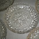 5 Federal Glass Pioneer Intaglio Fruits Crystal Dessert Pie Plates Gorgeous5 3/8