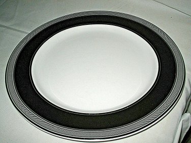 2 Nautica SLOANE SQUARE Dinner Plate Black Gray/Grey bands 11.5"D more available