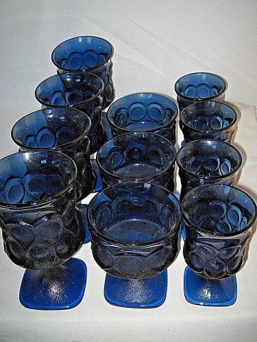 11-pc set Noritake Spotlight Glass Set Cobalt Blue Japan   EXCELLENT LOOK