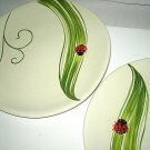 2-pc set  Pier 1 LADYBUG Earthenware Salad Luncheon Breakfast Plates Excellent