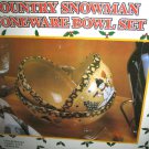 Christmas Country Snowman Stoneware 3-pc Bowls set in box