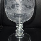 Cambridge Imperial Fox Hunt Scene 7" H Glass Goblet  E-718 Hay Day Tally Ho RARE