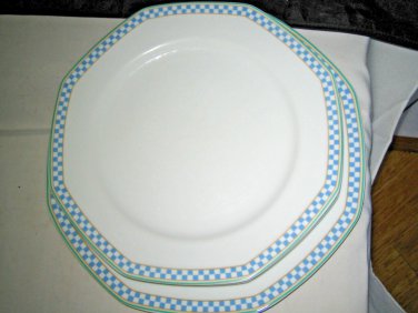 Studio Nova COUNTRY CAFE BLUE Dinner Plates + Chop Plate Platter Y0055 4-pc set