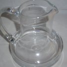 Vintage mid century Glass Pitcher wide Bottom Base applied handle