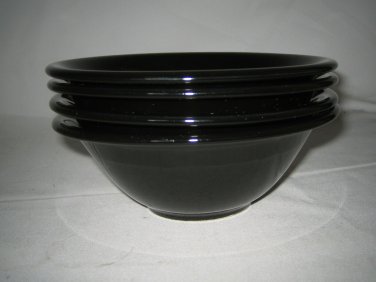 4 Baker Hart & Stuart Black Cereal Bowls   Stoneware Japan RARE