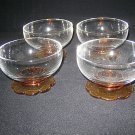 4 Vintage Amber Foot Fruit Sauce Dessert Bowls Excellent