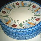 7-pc GIBSON EVERYDAY ROOSTER DINNER PLATES Rope Rim 10 3/4" Nice Design RARE