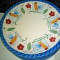 7-pc GIBSON EVERYDAY ROOSTER DINNER PLATES Rope Rim 10 3/4" Nice Design RARE