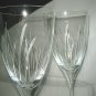2-pc set Crystal Glass Calla Lily Cut Glass Etched Glass Wine Glass 9 3/4" RARE