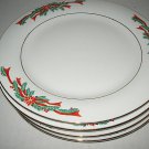 Tienshan Poinsettia and Ribbons Salad Plates x 4 Excellent  7+" D