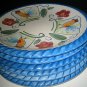 6-pc Set GIBSON EVERYDAY ROOSTER SALAD PLATES Rope Rim 8" Nice Design RARE