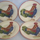 Tabletops Gallery Rancho Gallo Rooster Salad Plates 4-pc  Hand Painted Excellent