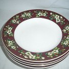 Sakura Splendor Burgundy Soup Bowls x 4 Excell Home Fashions Excellent Condt