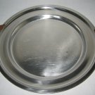 Mid Century Modern 12" Round Stainless Danish Tray Plate Platter Teak Handles Mid Century Modern 12" Round Stainless Danish Tray Plate Platter Teak Handles