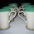 NOBLE EXCELLENCE CONCENTRICS GREEN 6 MUGS  LOT Really Nice RARE.