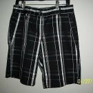 Quagmire Golf Shorts flat front Black plaid Women Short pant