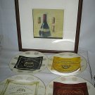 4 Sakura Wine Collection Salad/Dessert Plate 8 1/4" & Wine Frame 13.5" Square