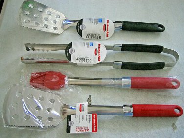 KitchenAid Grilling Tools BBQ Barbecue Cooking Gadgets 18" Long red turner  spatula