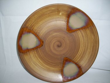 Sango Splash Platter Chop Plate # 4951 Brown swirls with glossy designs 12"D