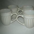 4-pc Bombay & Company Cream Dots & stripes Coffee Cups Mugs  Dinnerware