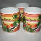 3 Florida Ceramic Mugs Cups Parrots Palm Trees Excellent 3 Florida Ceramic Mugs Cups Parrots Palm Trees Excellent