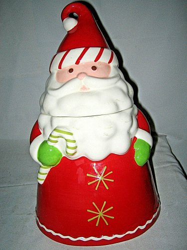Ceramic Santa Cookie Jar Be Merry Holiday 09  12 1/2" Tall