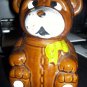 Brown Glazed Ceramic Honey Bear Pot Bowl server   5 1/4 tall X 3 3/4