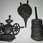 Vintage Sexton  Kitchen Wall Plaques 3-pc Black Metal Hanging Plaques