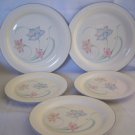Lenox Chinastone Sky Blue Wildflowers Dinner Salad Plates Lot Floral & blue trim