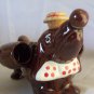 Vintage Ceramic Brown Drip Glaze Beagle Hound Dog Decanter W/6 Cups Deco Only