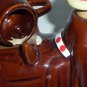 Vintage Ceramic Brown Drip Glaze Beagle Hound Dog Decanter W/6 Cups Deco Only