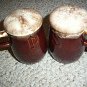 2 Brown drip glazed stoneware salt and pepper shakers stove top large