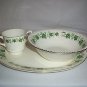Vintage Homer Laughlin Green Ivy Vegetable Bowl HLC39 Scallop Oval Platter Sugar