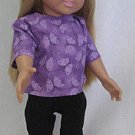 Purple butterfly top with black capris for american girl