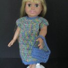 Crocheted multi-color and blue dress
